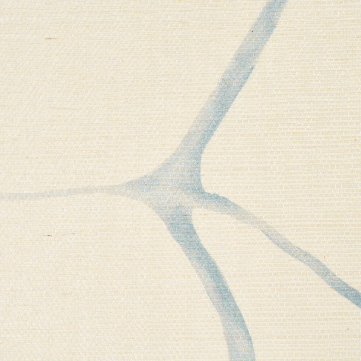Abstract pale blue branch-like lines meeting at a junction on a cream canvas.