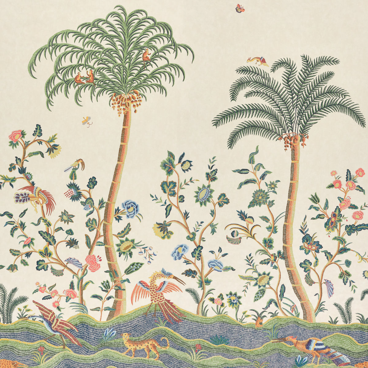 SCHUMACHER  WILLIAMSBURG SPOTSWOOD CREWEL 2 PANEL SET   MULTI   - 5017320