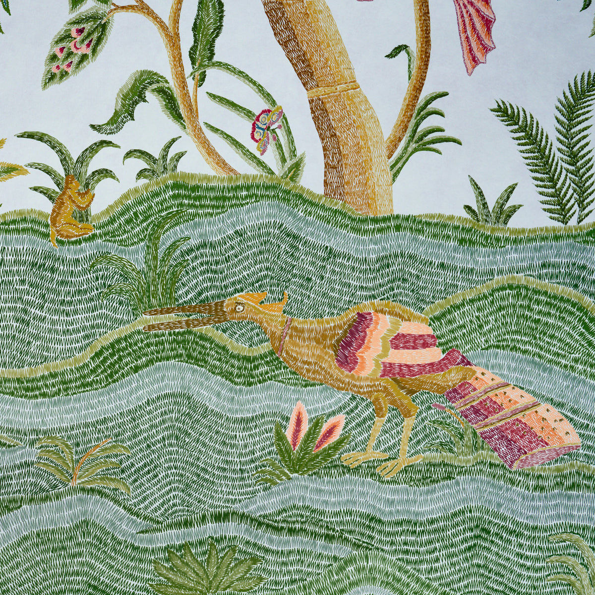 SCHUMACHER  WILLIAMSBURG SPOTSWOOD CREWEL 2 PANEL SET   SKY   - 5017322