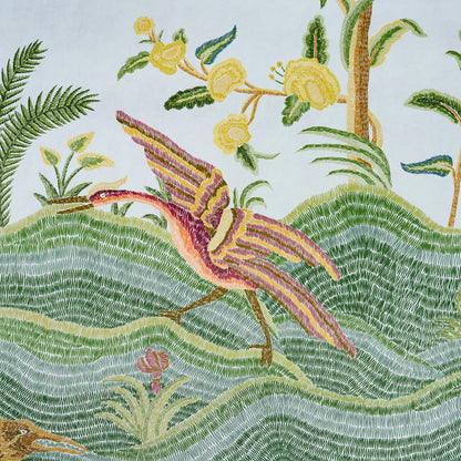 SCHUMACHER  WILLIAMSBURG SPOTSWOOD CREWEL 2 PANEL SET   SKY   - 5017322