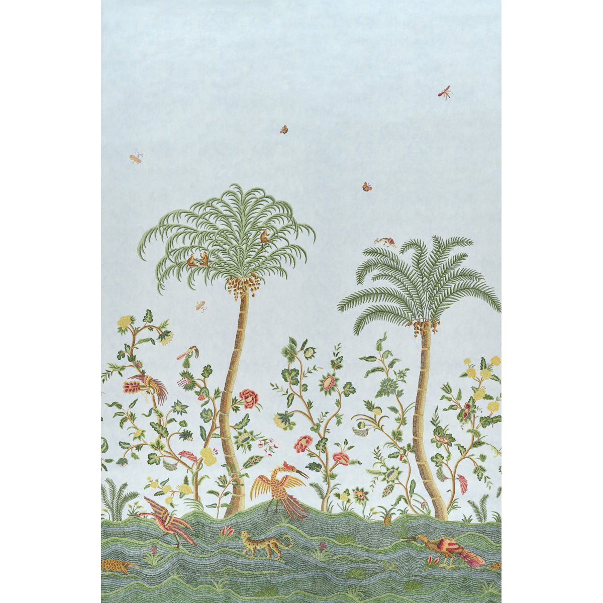 SCHUMACHER  WILLIAMSBURG SPOTSWOOD CREWEL 2 PANEL SET   SKY   - 5017322