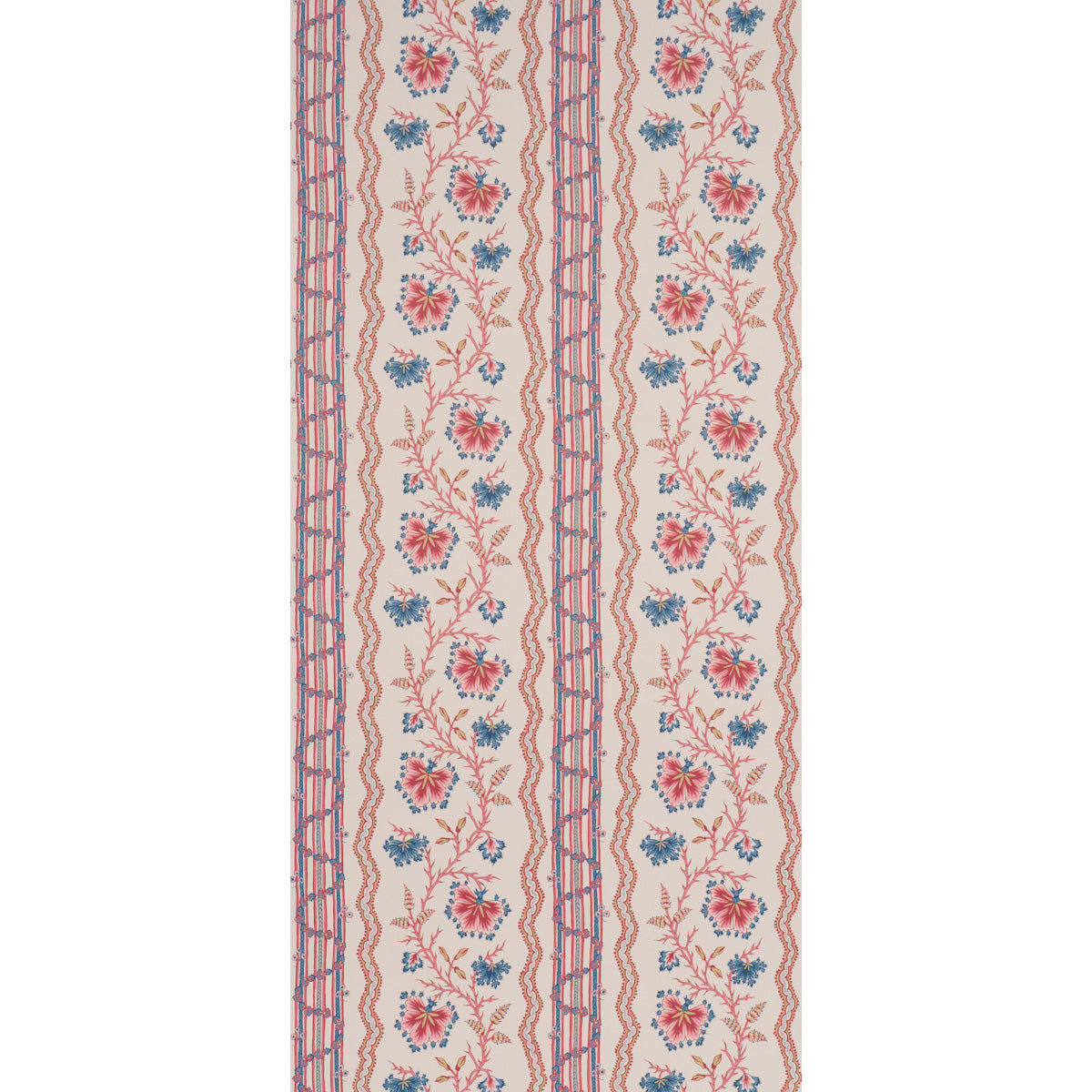 SCHUMACHER  WILLIAMSBURG PARVATI FLORAL STRIPE   VERMILION   - 5017331