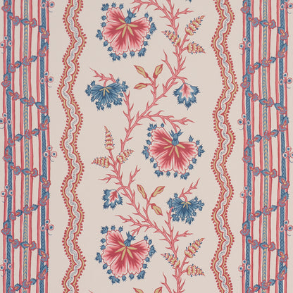 SCHUMACHER  WILLIAMSBURG PARVATI FLORAL STRIPE   VERMILION   - 5017331