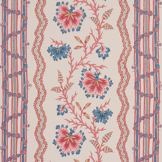 SCHUMACHER  WILLIAMSBURG PARVATI FLORAL STRIPE   VERMILION   - 5017331
