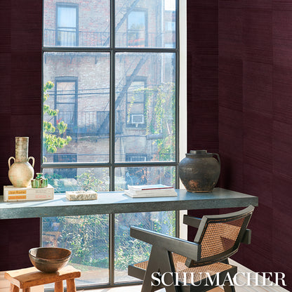 SCHUMACHER  PATTERSON FLYNN QUINTON OFFSET RIB WALLCOVERING   Oxblood   - 5017411