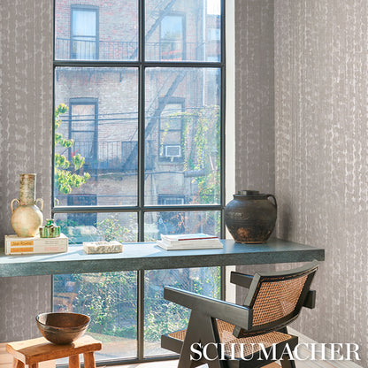 SCHUMACHER  PATTERSON FLYNN RUNE PINSTRIPE WALLCOVERING   Silver   - 5017430