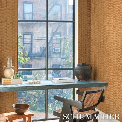 SCHUMACHER  PATTERSON FLYNN RUNE PINSTRIPE WALLCOVERING   Gold   - 5017431