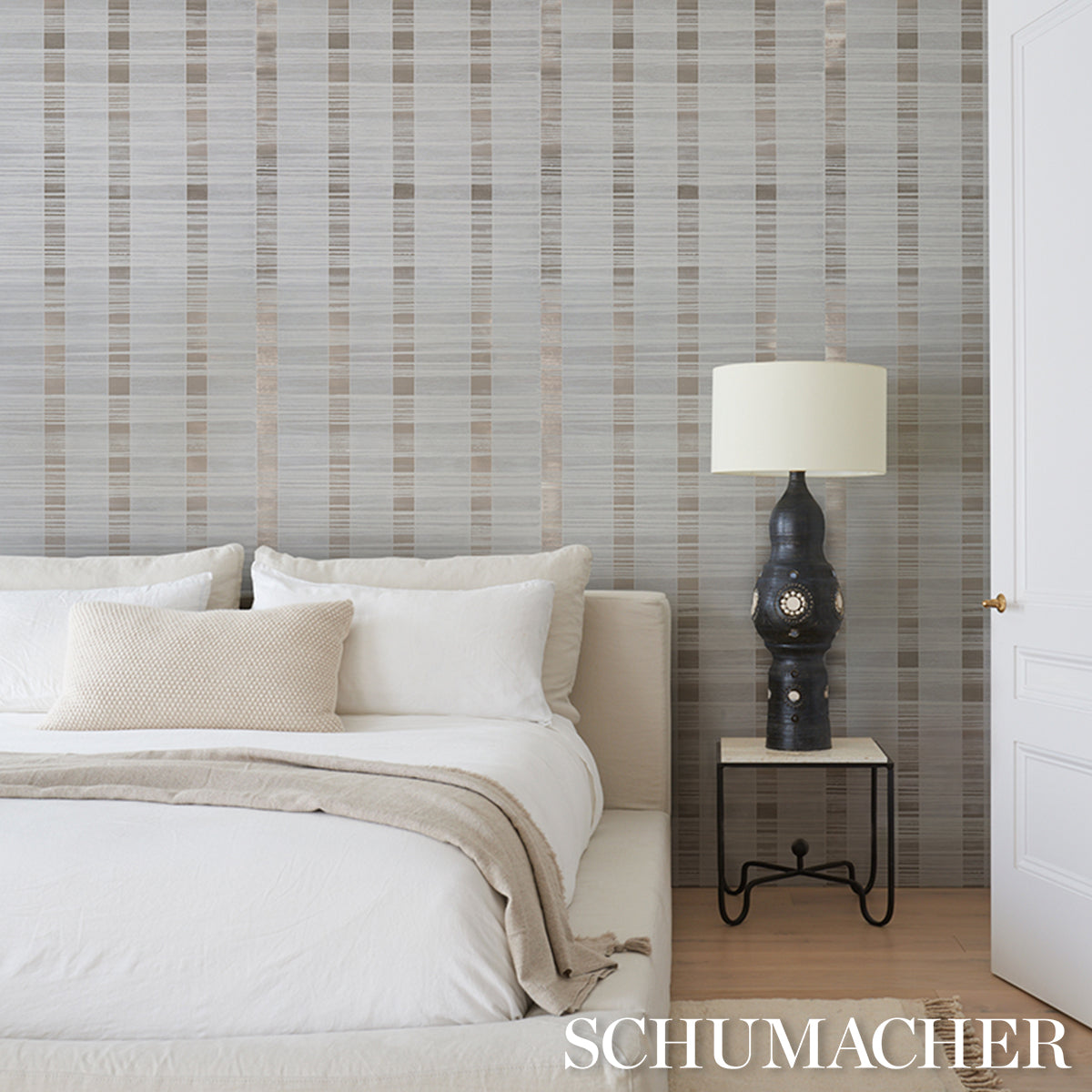 SCHUMACHER  PATTERSON FLYNN ORREN RIDGED WALLCOVERING   Pewter   - 5017440