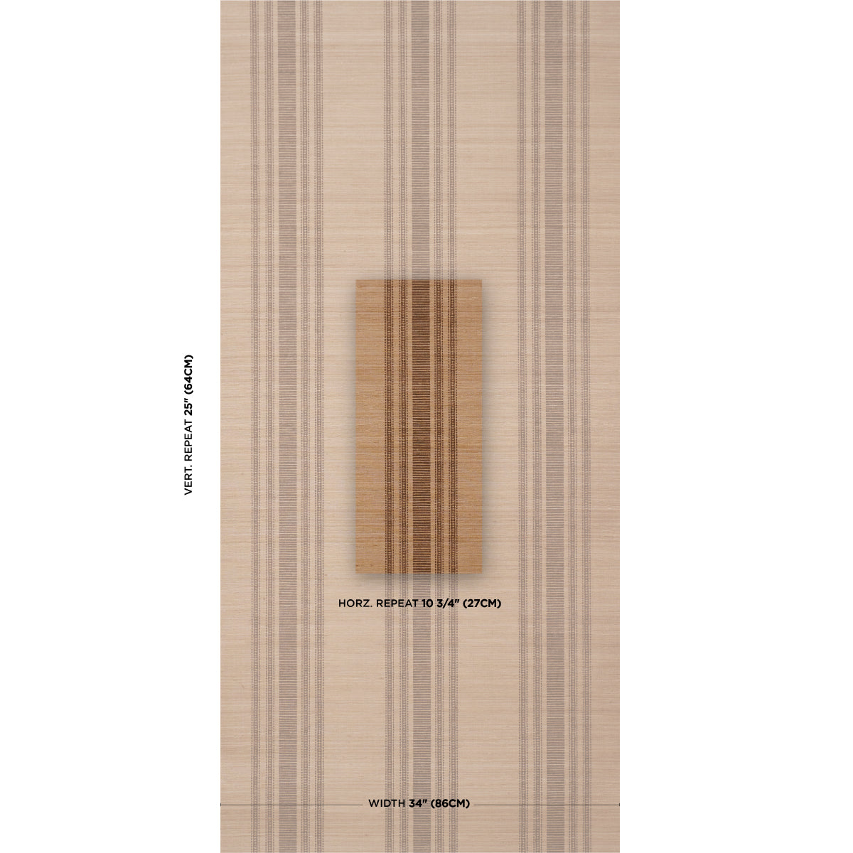 SCHUMACHER  PATTERSON FLYNN CASSIA SILK STRIPE WALLCOVERING   Walnut   - 5017451