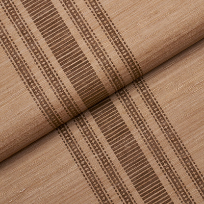 SCHUMACHER  PATTERSON FLYNN CASSIA SILK STRIPE WALLCOVERING   Walnut   - 5017451
