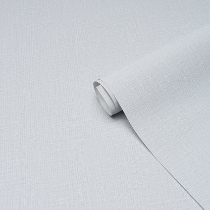 Light gray linen-vinyl chambray roll with a linen-like weave, partially unrolled.