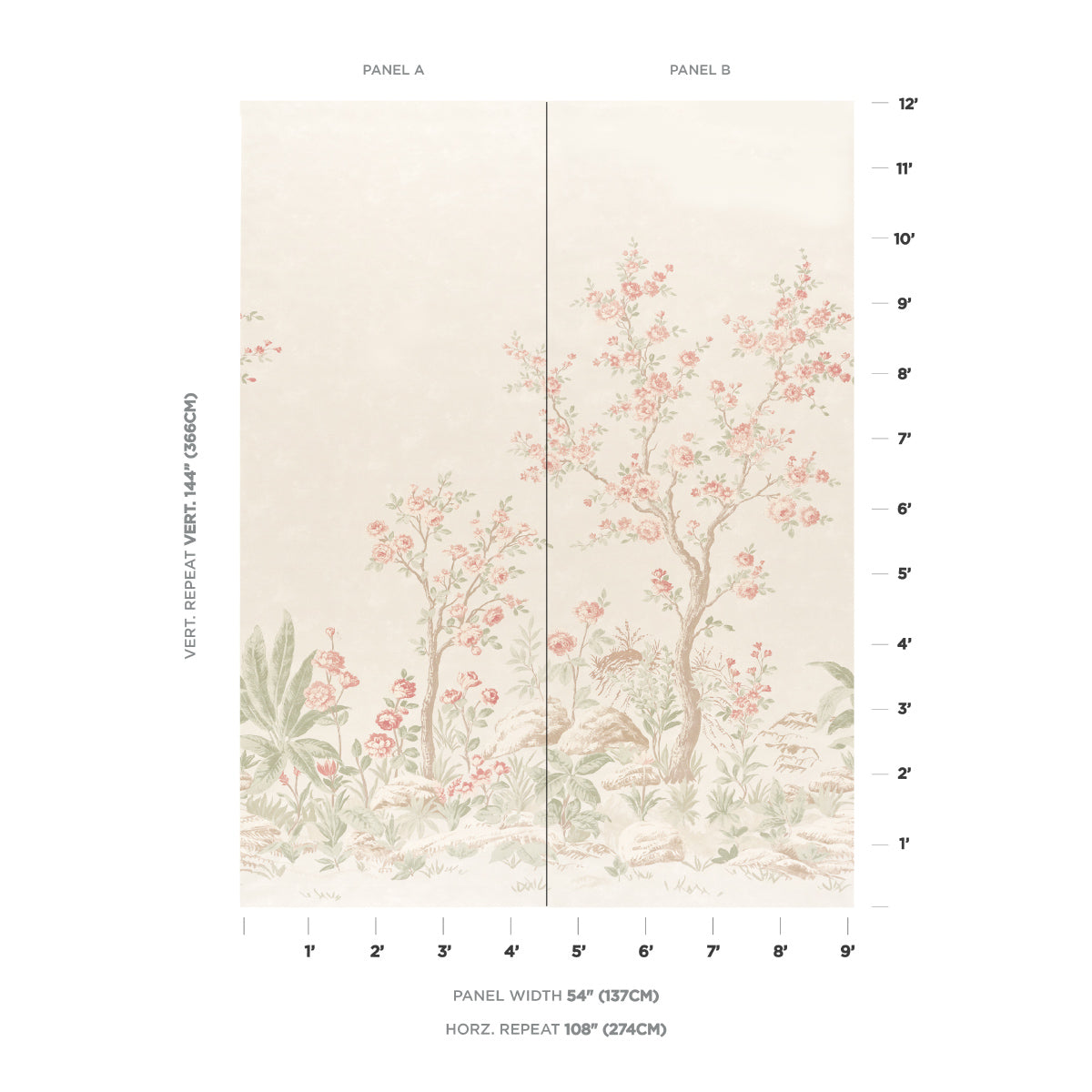 SCHUMACHER  SCHUMACHER CLASSICS CHARLOTTE'S GARDEN 2 PANEL SET   PETAL   - 5017550