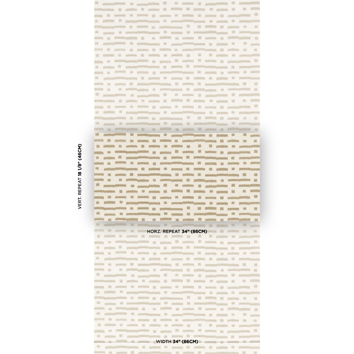 Taupe Abstract Ikat Sisal wallpaper — subtle broken‑stripe ikat pattern in neutral beige‑taupe tones for modern interiors.