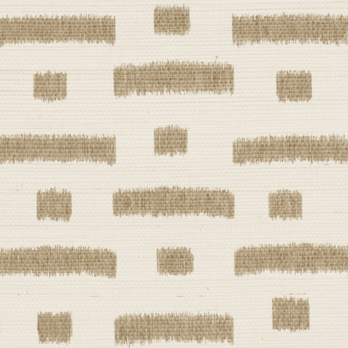 Taupe Abstract Ikat Sisal wallpaper — subtle broken‑stripe ikat pattern in neutral beige‑taupe tones for modern interiors.