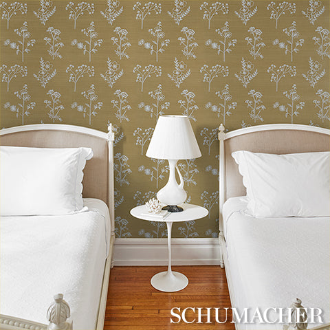 SCHUMACHER  PERENNIAL FAVORITES LISBETH EMBROIDERED SISAL   Olive   - 5017910