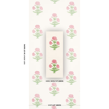 SCHUMACHER  PERENNIAL FAVORITES POPPY PRINT   ROSE , GRASS   - 5017980