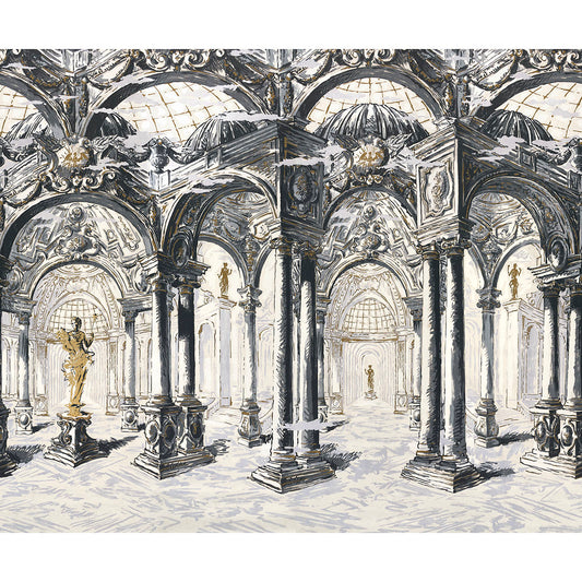 SCHUMACHER  BACKDROP PALAZZO 4 PANEL SET   Antique Blue   - 5018110