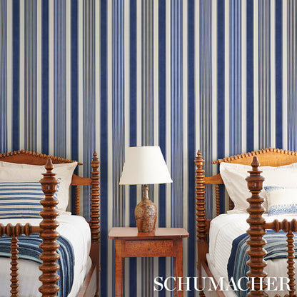 SCHUMACHER  STRIPED WALLCOVERINGS SUMMERVILLE STRIPE   Indigo   - 5018141