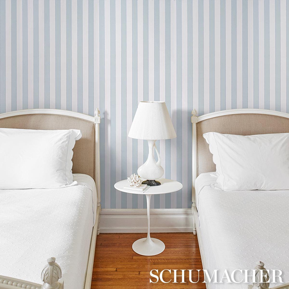 SCHUMACHER  STRIPED WALLCOVERINGS LOUISE STRIPE   Ice   - 5018151