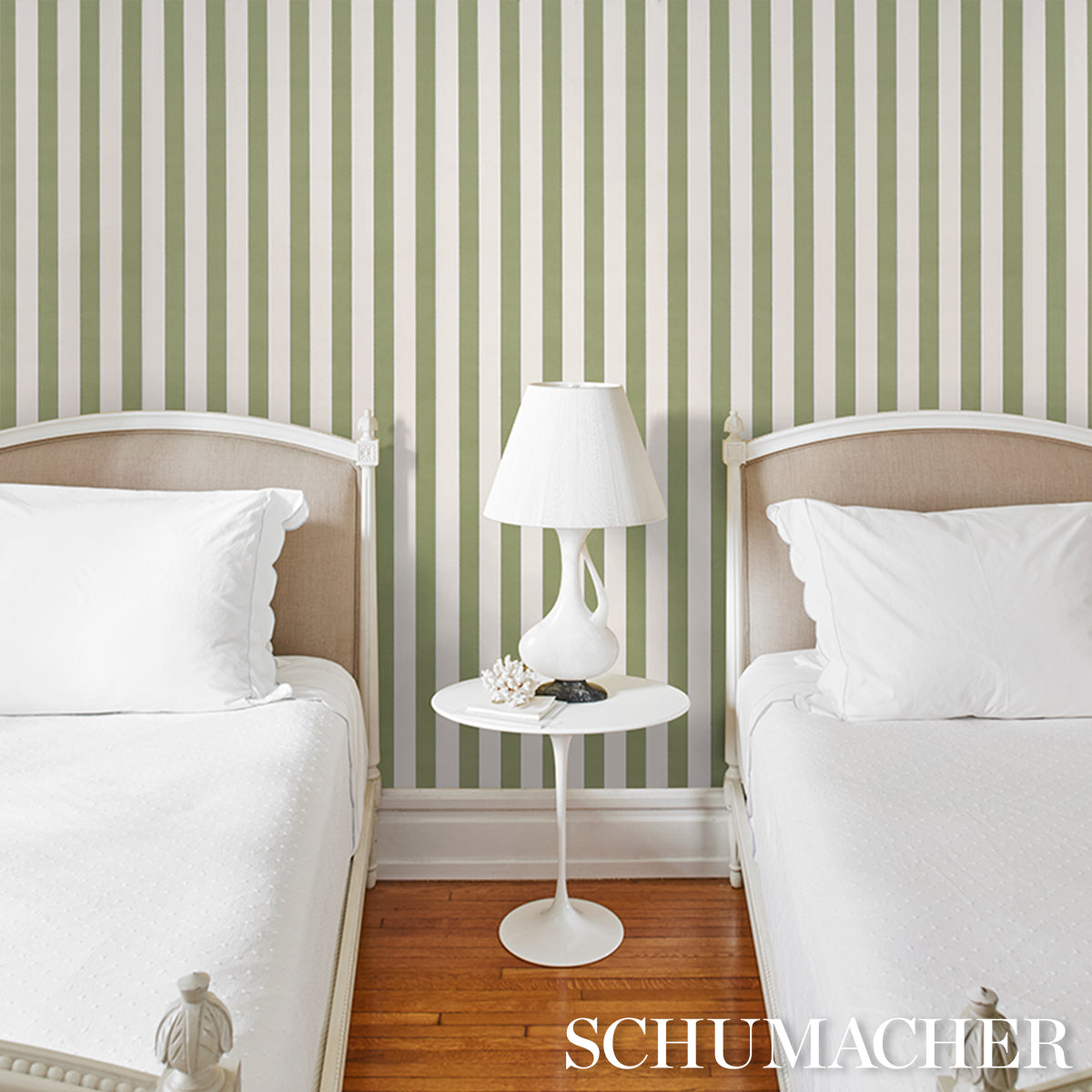 SCHUMACHER  STRIPED WALLCOVERINGS LOUISE STRIPE   Moss   - 5018155