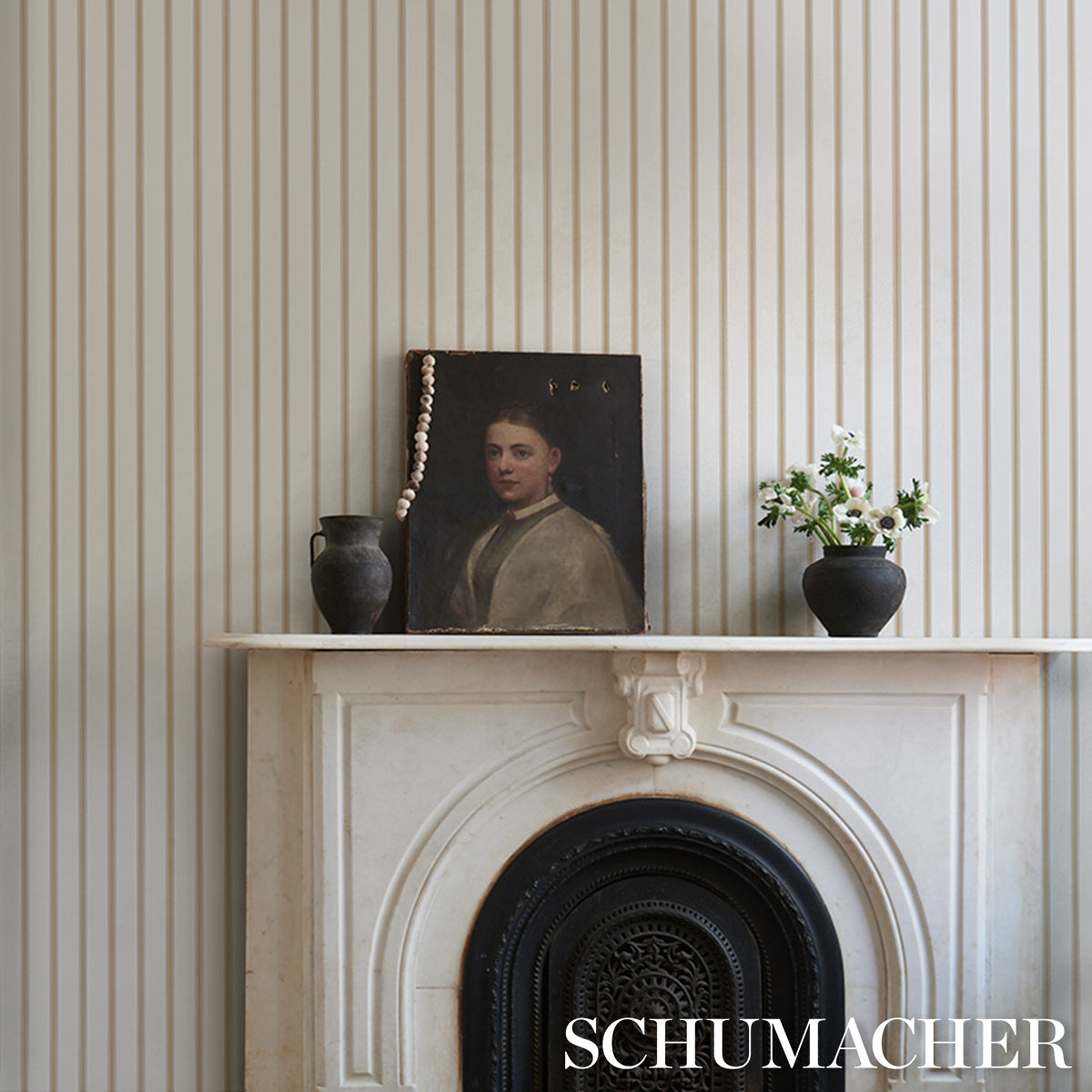 SCHUMACHER  STRIPED WALLCOVERINGS WESTERLY STRIPE   Wheat   - 5018160