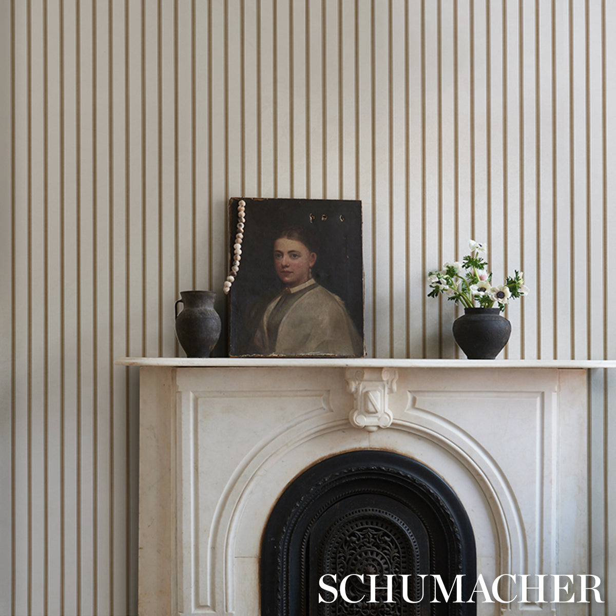 SCHUMACHER  STRIPED WALLCOVERINGS WESTERLY STRIPE   Burlap   - 5018161