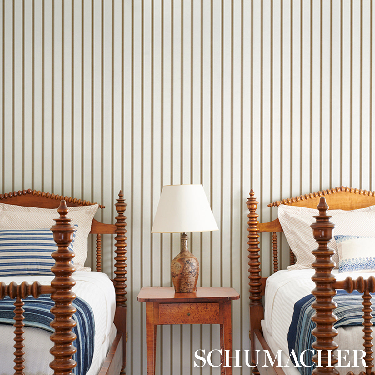SCHUMACHER  STRIPED WALLCOVERINGS WESTERLY STRIPE   Burlap   - 5018161