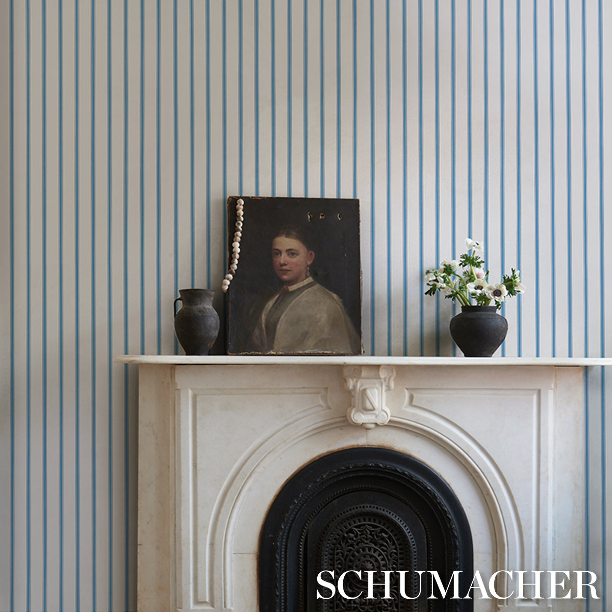 SCHUMACHER  STRIPED WALLCOVERINGS WESTERLY STRIPE   Blue   - 5018162