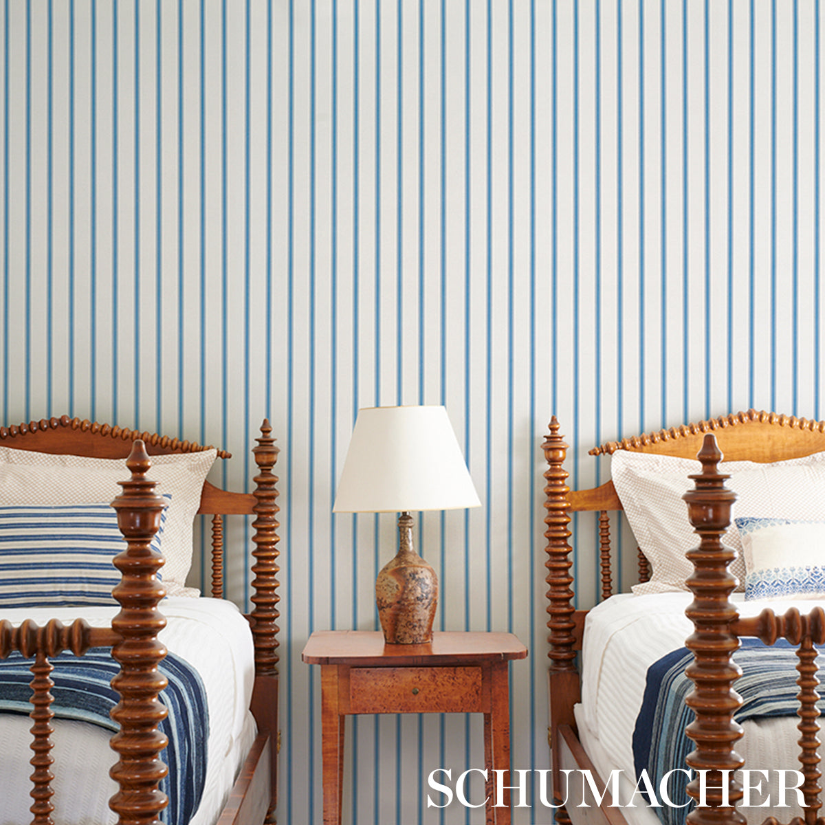SCHUMACHER  STRIPED WALLCOVERINGS WESTERLY STRIPE   Blue   - 5018162