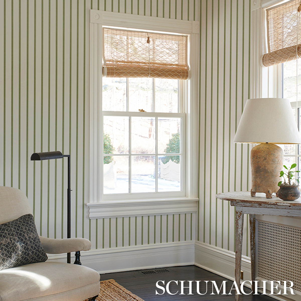 SCHUMACHER  STRIPED WALLCOVERINGS WESTERLY STRIPE   Moss   - 5018165
