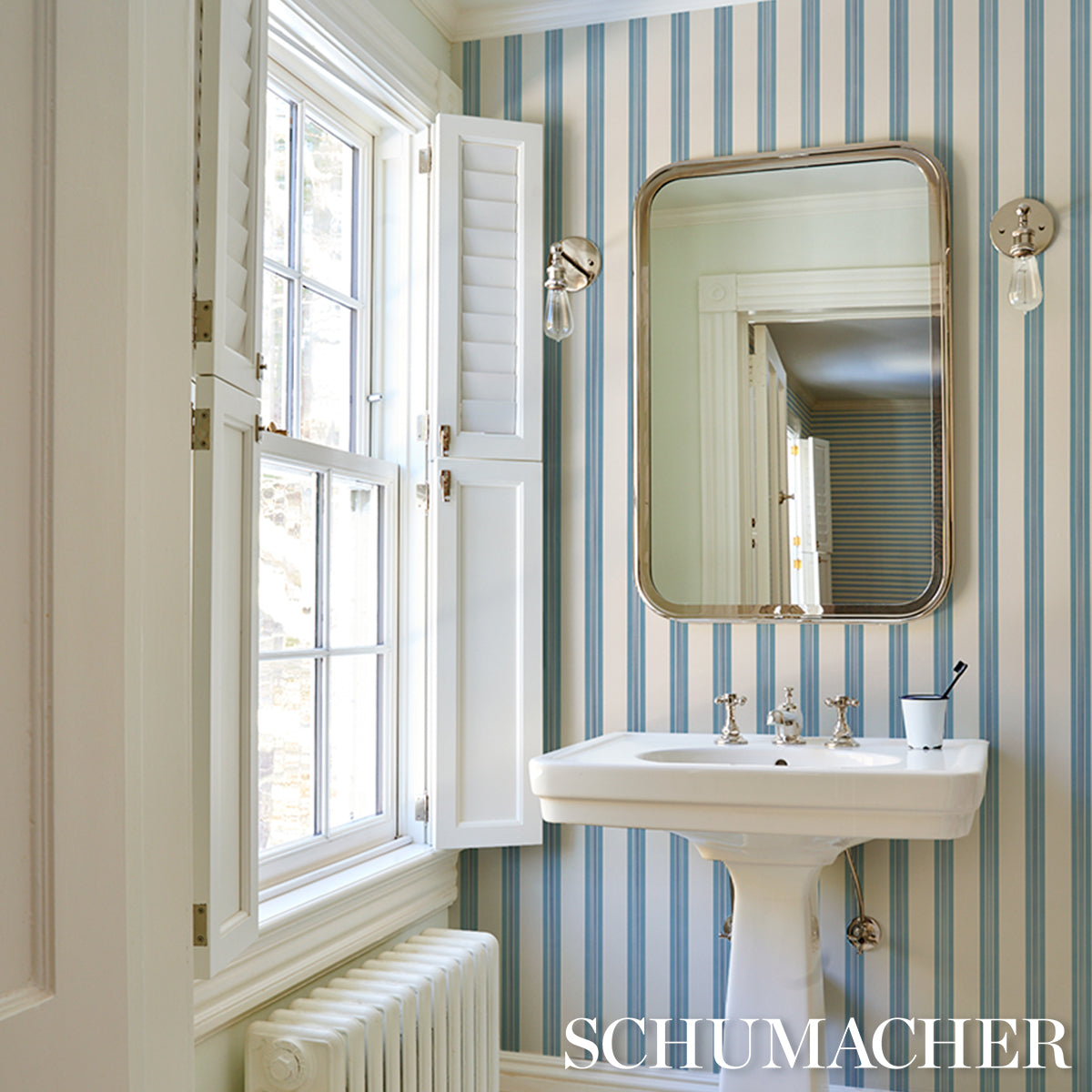 SCHUMACHER  STRIPED WALLCOVERINGS CHATHAM STRIPE   Delft   - 5018176