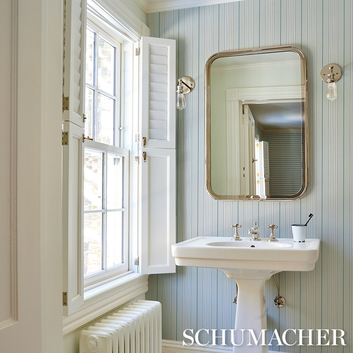 SCHUMACHER  STRIPED WALLCOVERINGS AUDREY STRIPE   Blues   - 5018181