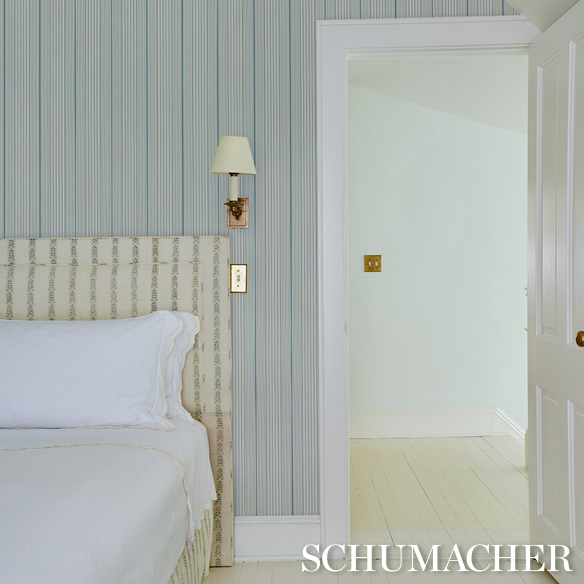 SCHUMACHER  STRIPED WALLCOVERINGS AUDREY STRIPE   Blues   - 5018181