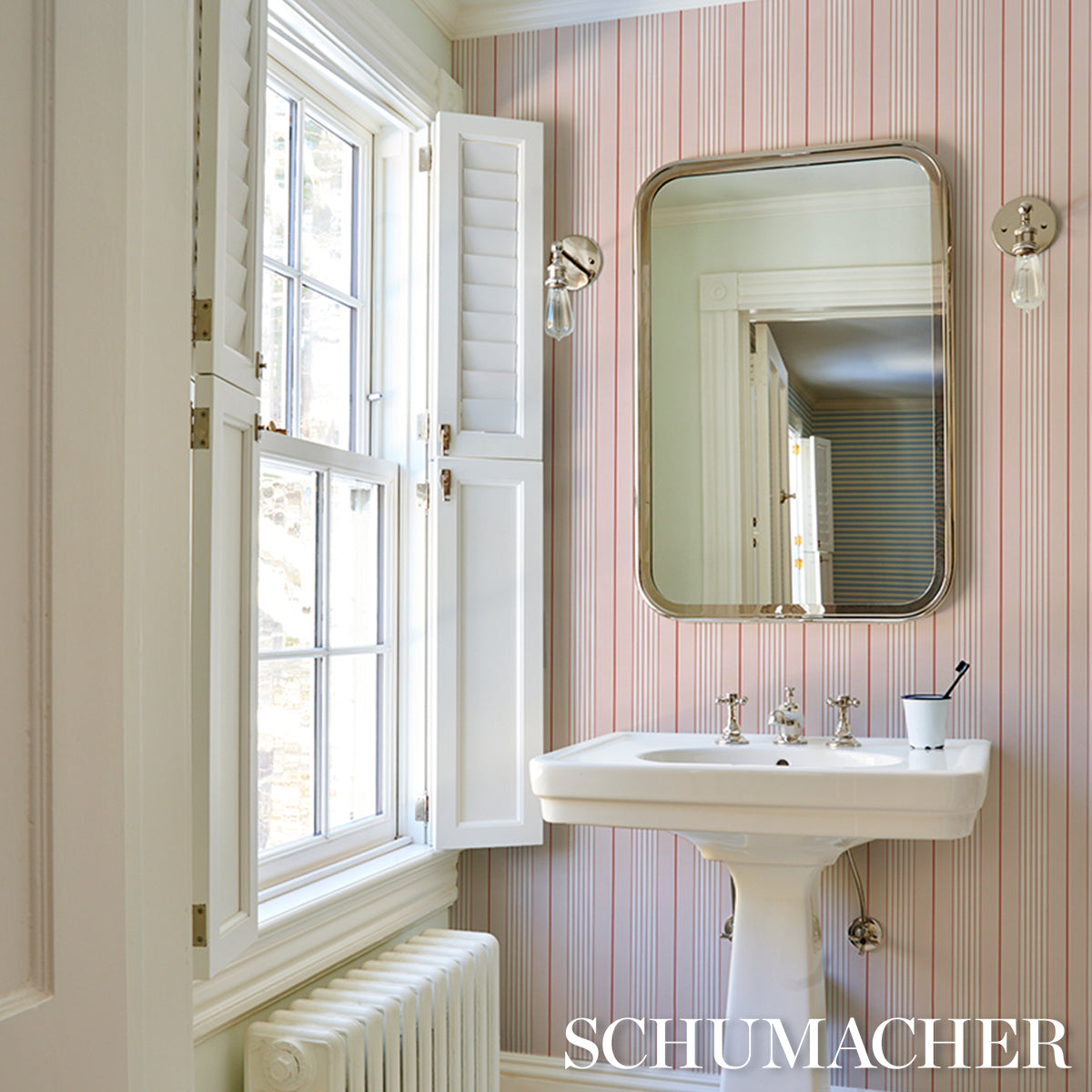 SCHUMACHER  STRIPED WALLCOVERINGS AUDREY STRIPE   Pink   - 5018182