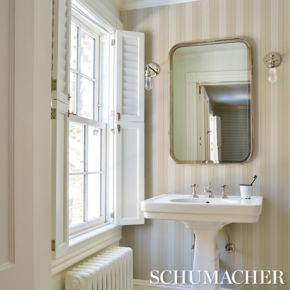 SCHUMACHER  STRIPED WALLCOVERINGS AUDREY STRIPE   Sand   - 5018183