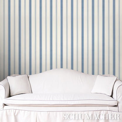 SCHUMACHER  STRIPED WALLCOVERINGS COCO STRIPE   Indigo   - 5018194