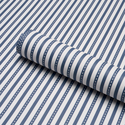 SCHUMACHER  STRIPED WALLCOVERINGS MATHIS TICKING STRIPE   Indigo   - 5018202