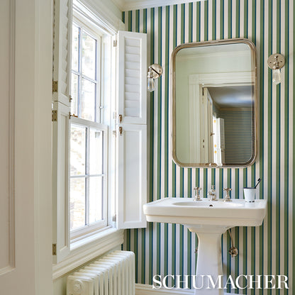 SCHUMACHER  STRIPED WALLCOVERINGS RIGSBY STRIPE   Peacock   - 5018220