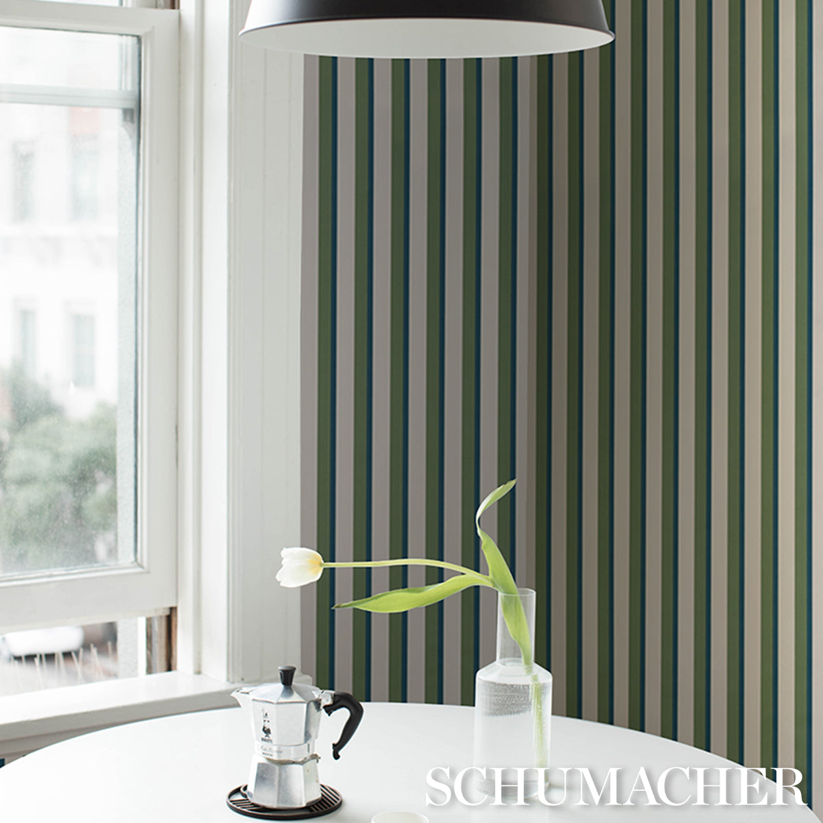 SCHUMACHER  STRIPED WALLCOVERINGS RIGSBY STRIPE   Peacock   - 5018220