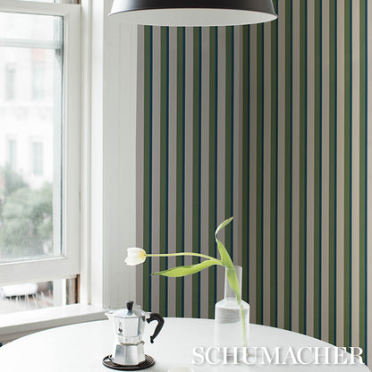 SCHUMACHER  STRIPED WALLCOVERINGS RIGSBY STRIPE   Peacock   - 5018220