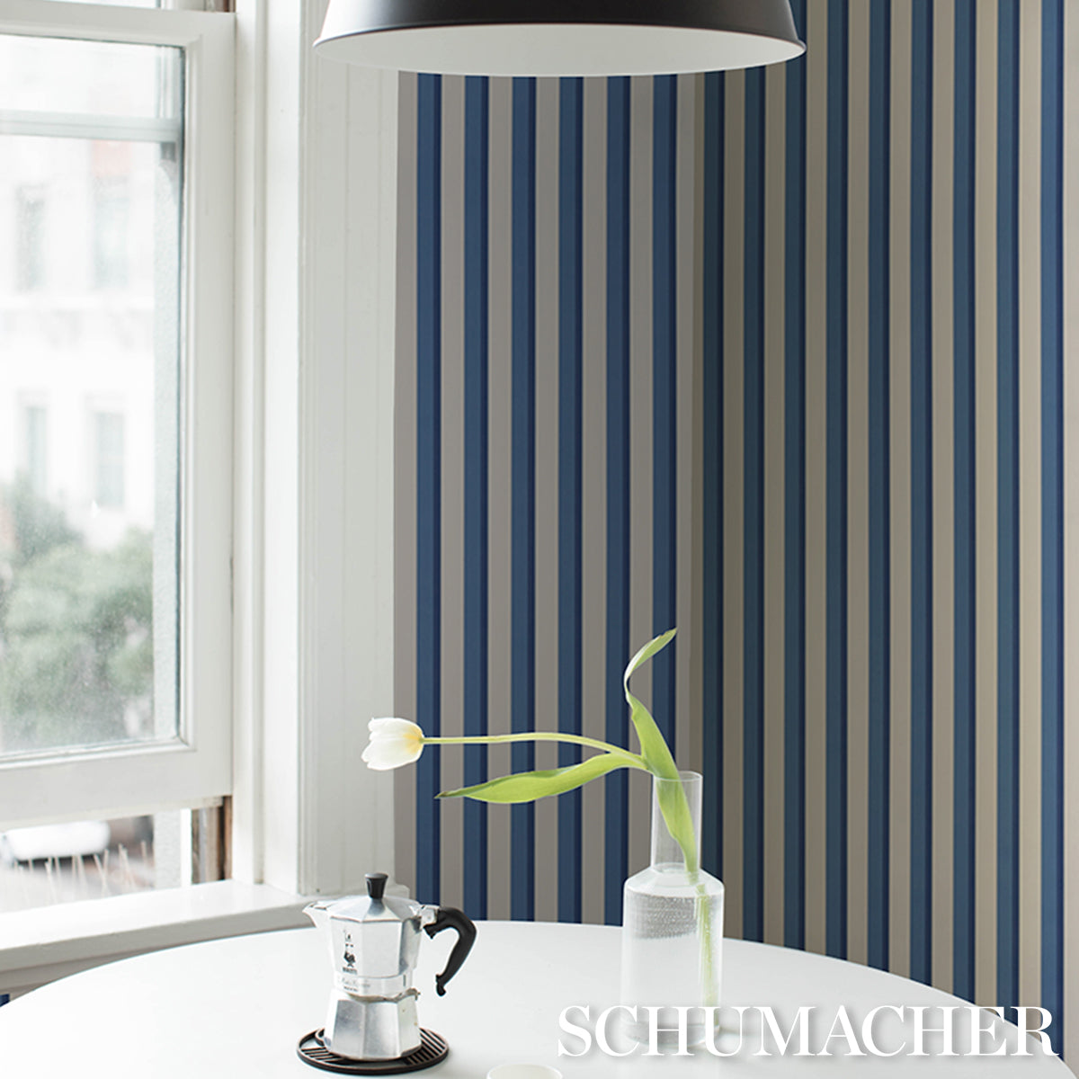 SCHUMACHER  STRIPED WALLCOVERINGS RIGSBY STRIPE   Delft   - 5018221