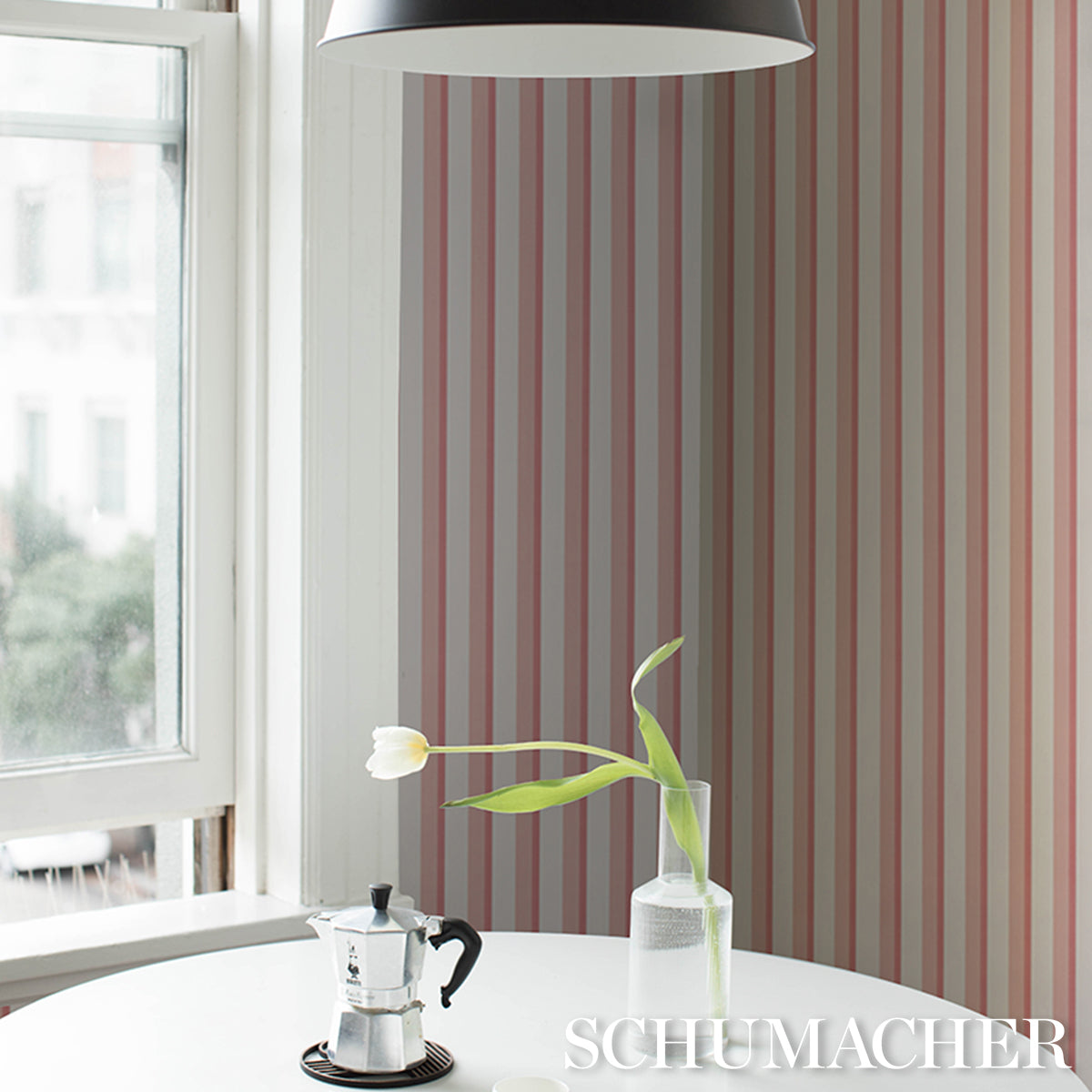 SCHUMACHER  STRIPED WALLCOVERINGS RIGSBY STRIPE   Pink   - 5018222
