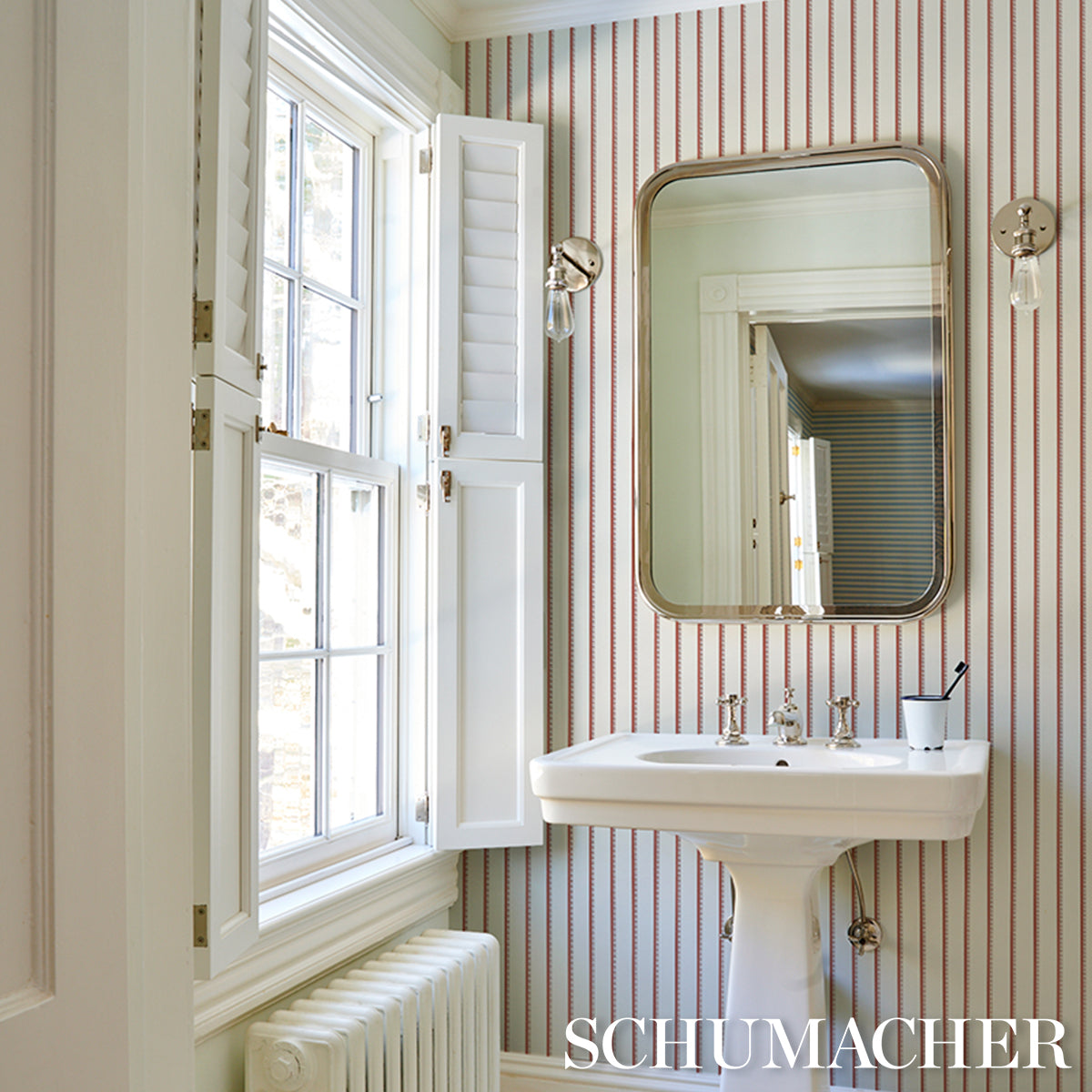 SCHUMACHER  STRIPED WALLCOVERINGS TYLA STRIPE   Terracotta   - 5018230