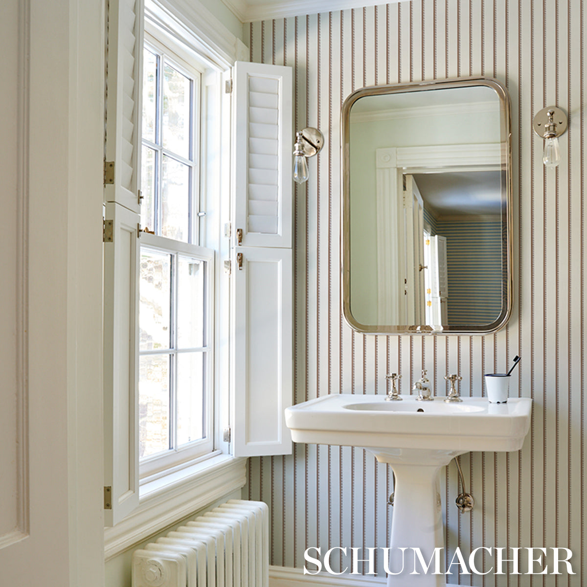 SCHUMACHER  STRIPED WALLCOVERINGS TYLA STRIPE   Umber   - 5018235