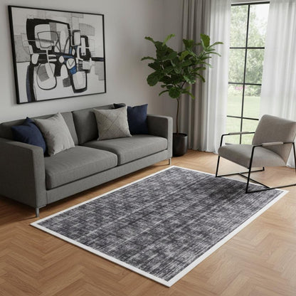 5' X 8' Black And Charcoal Medallion Hand Loomed Area Rug