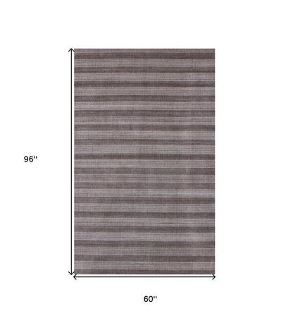 5' X 8' Rust And White Hand Loomed Area Rug