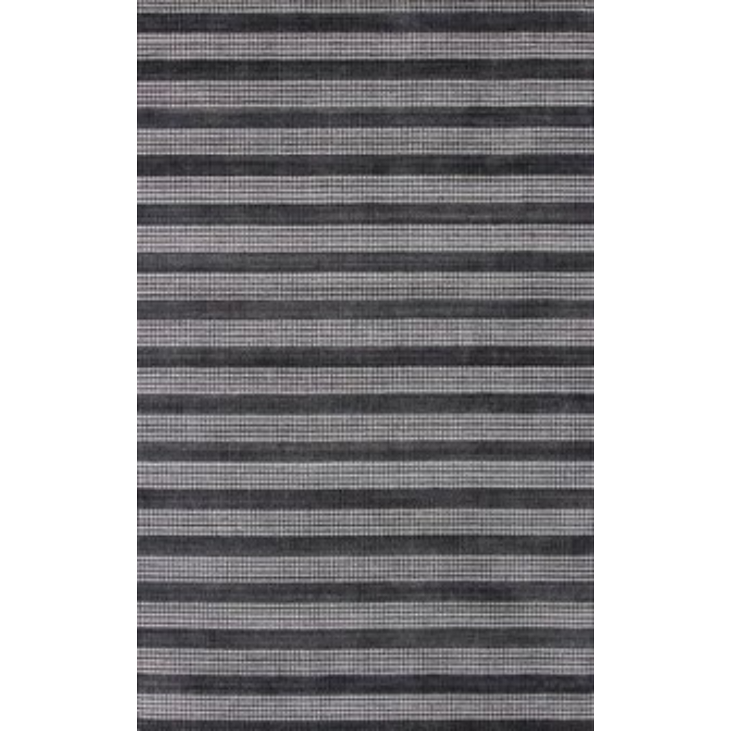 9' X 12' Black And White Striped Hand Loomed Area Rug