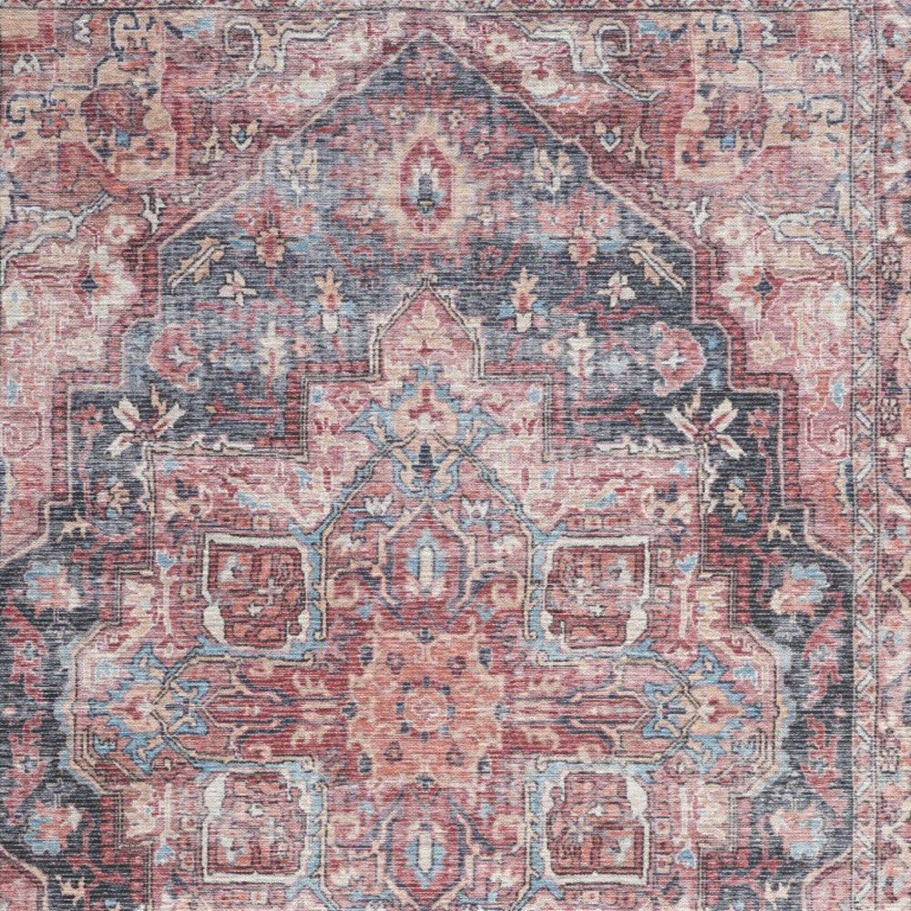 6' X 9' Multicolor Medallion Distressed Washable Area Rug