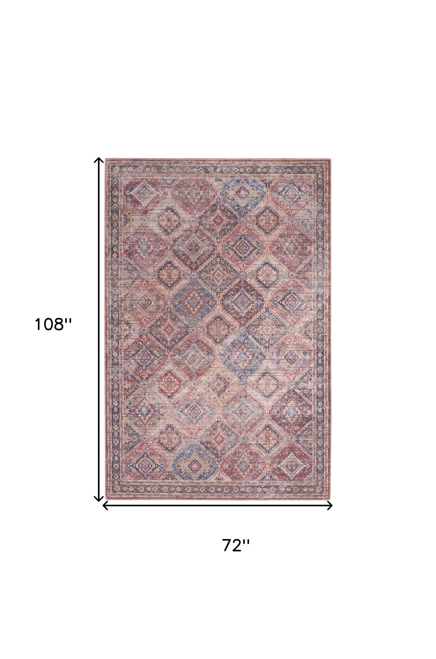 6' X 9' Multicolor Medallion Distressed Washable Area Rug