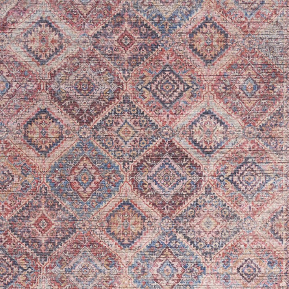 6' X 9' Multicolor Medallion Distressed Washable Area Rug